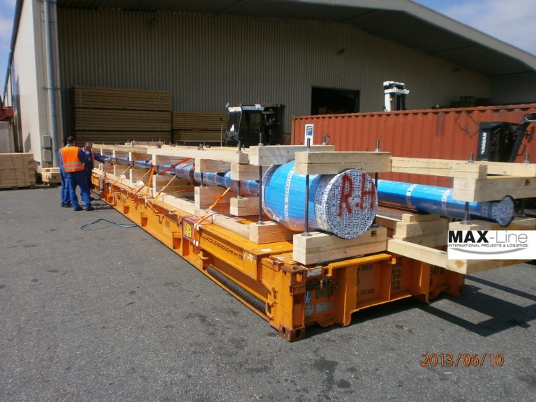 Propellerschaft gestauf auf  40‘ Flatrack